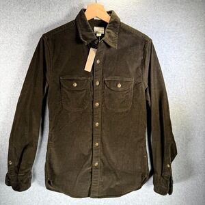 J.Crew Re-Imagined Corduroy Overshirt Men's XS Dark Green Flap Pockets Button-Up